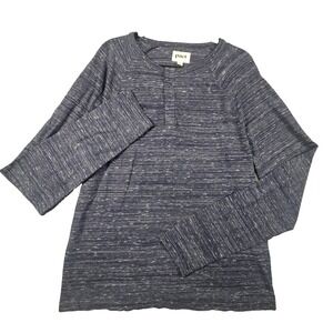 Pact Organic Cotton Henley Shirt Mens L‎ Blue Space Dye Sustainable Eco Friendly